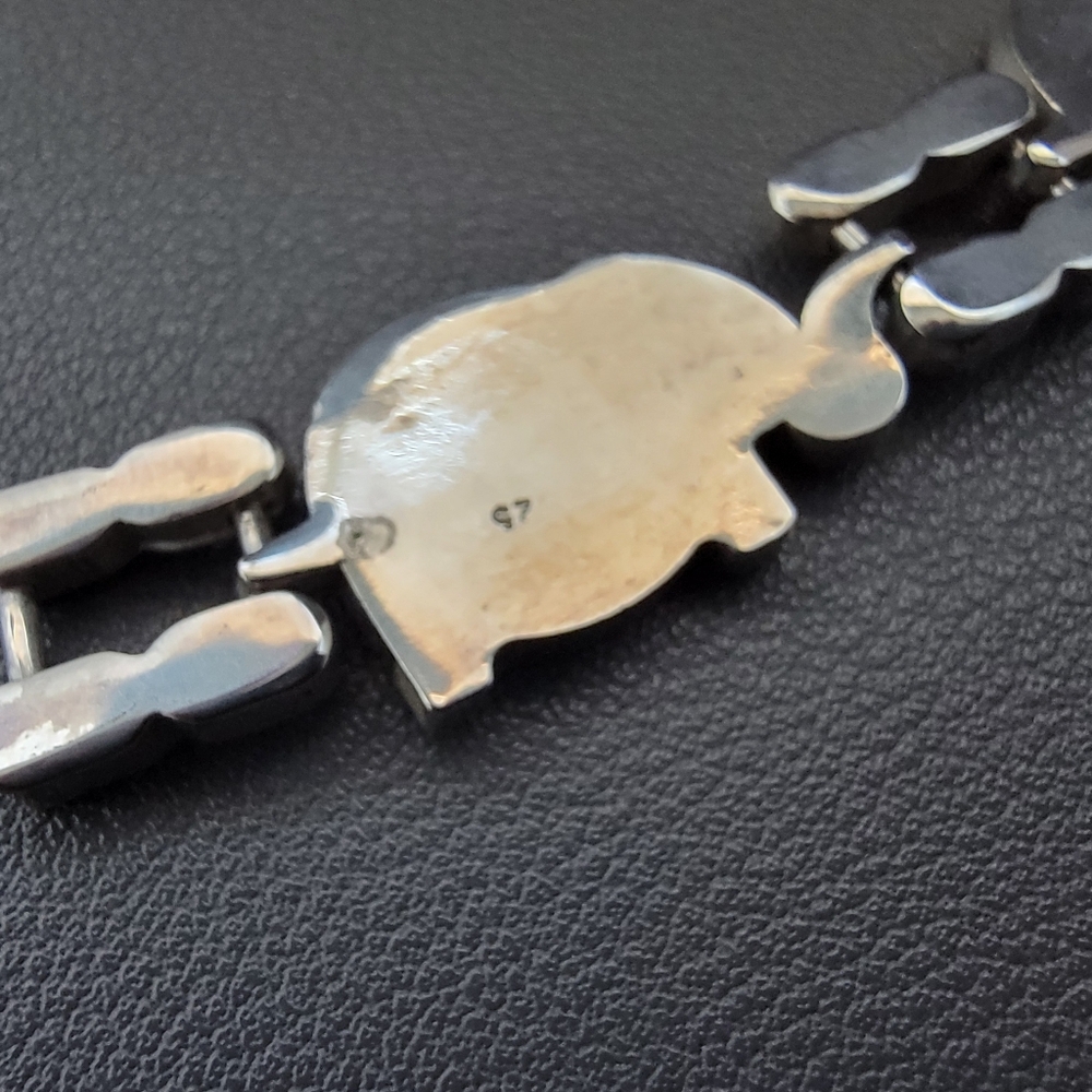 Solid Sterling Silver Elephant Link Bracelet Symb… - image 6